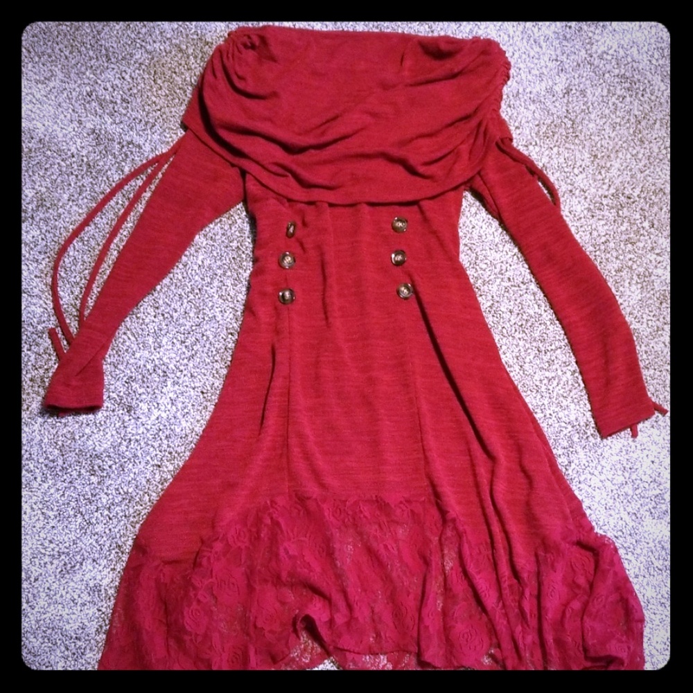 Red asymmetrical dress